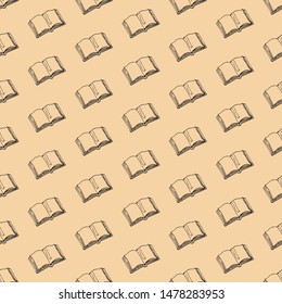 Seamless outline book template. Vector monochrome texture. Vector seamless texture. Books Doodle. Hand-drawn. Drawing a line. Design for packaging, textiles, web sites and surfaces.