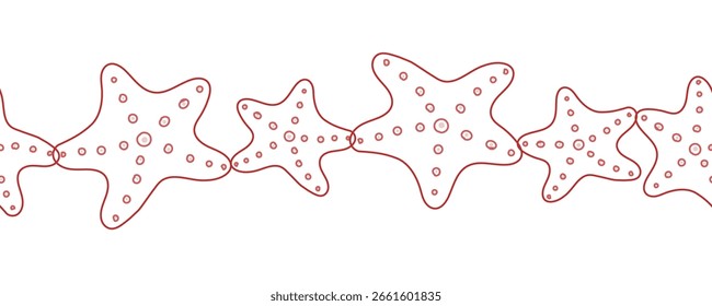 Borde de contorno transparente con estrellas de mar rojas