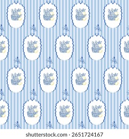 Seamless Outline Bread Baguette Basket Pattern Background. Sketch Vintage Wrapping Paper Print. Doodle Line Mediterranean Amalfi Style Stroke Symbol Textile Swatch. Striped Hand Drawn Surface Design