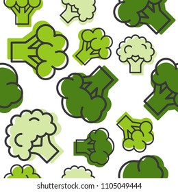 Seamless Outline broccoli vegetable pattern for wallpaper or use as wrapping paper