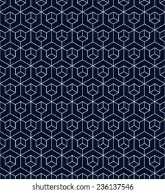 seamless outline of building blocks on dark blue background