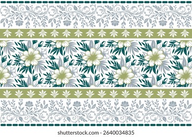 Seamless outline floral illustration. Single line flower design in sketch style. Abstract pattern for modern textiles and wallpapers. Great for kitchen wear and packaging.