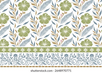 padrão de flor de contorno sem costura com estilo floral de linha e borda artística para impressões de tecido de cozinha, embalagem e elementos de decoração de casa


