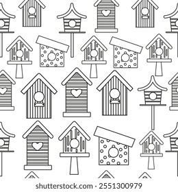 Seamless outline pattern bird feeders