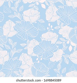 seamless outline pattern, botanical illustration, pattern for textile, wallpaper and wrapping paper