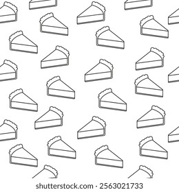 Seamless outline pattern of slices cakes hand drawn