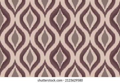Seamless Oval and Double-S Ogee Ikat Background Pattern. Handmade textile product. Using in fashion industry. Design for carpet, wallpaper, clothing, wrapping, fabric, cover, textile 