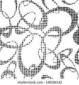 Seamless oval grid spotted grunge bubble pattern. Black abstract web design bubble texture 