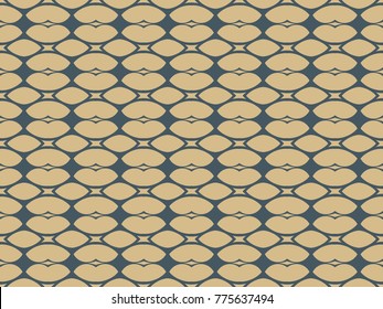 Seamless oval pattern vector. Design yellow on blue. Design print for wallpaper, textile, background.