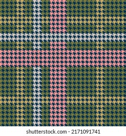 Seamless - overall hound tooth pattern, dog tooth, green, pink and cream color palette.