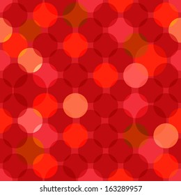 Seamless overlapping circles texture. Red pattern.