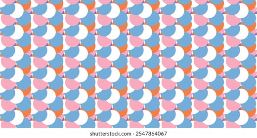 Seamless overlapping colorful circles tiled pattern. Seamless geometric ornamental pattern. Creative printing, fabric screen or background images of all kinds. EPS vector