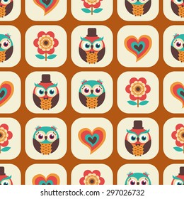 seamless owl birds repeated pattern
