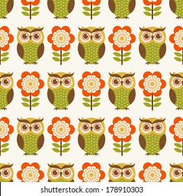 seamless owl cartoon pattern