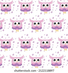 seamless owl love cute pattern vector illustration