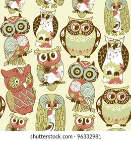 Seamless owl pattern.