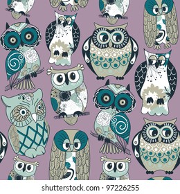 Seamless owl pattern.