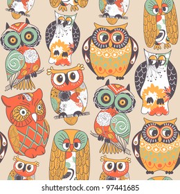 Seamless owl pattern.