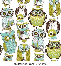 Seamless owl pattern.