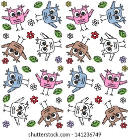 seamless owl pattern background