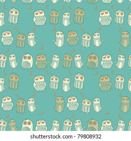 Seamless owl pattern  in vector