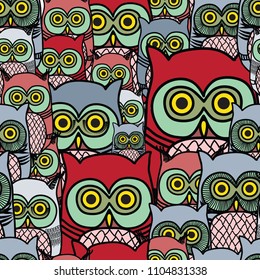 Seamless Owl Vector Pattern