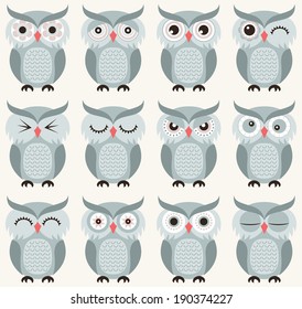seamless owls birds pattern
