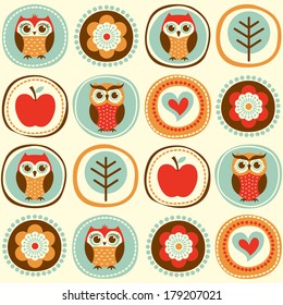 seamless owls cartoon wallpaper