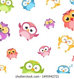Seamless owls pattern. Cute owls seamless pattern. Pattern background design. Vector illustration