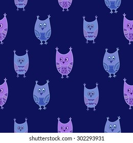 Seamless owls vector pattern. Seamless background texture with hand drawn owls.