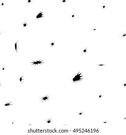 Seamless paint splatter pattern, black spray paint on white isolated background. Vector illustration