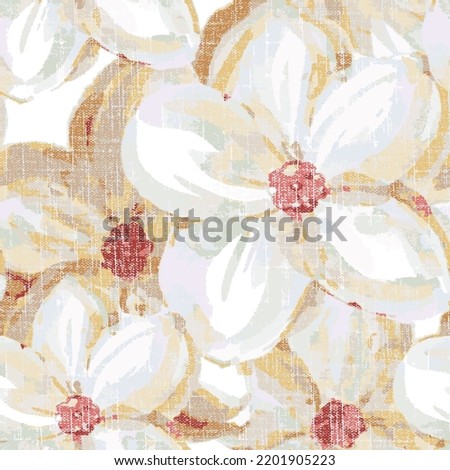 Seamless painted blossom floral pattern in beige background.seamless bright blossom pattern, big floral spring branch ornament, fashion print for fabric, 