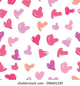 Seamless Painted Hearts Vector Pattern Great for Valentines Day