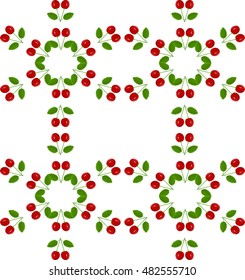 Seamless painting cherry pattern on white, vector illustration