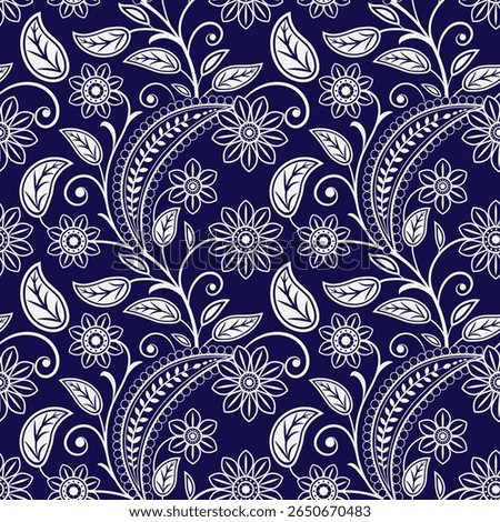 Seamless paisley all over pattern Paisley damask pattern  Ornate floral fabric swatch.
