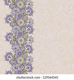 Seamless paisley background with custom text space. Vector illustration