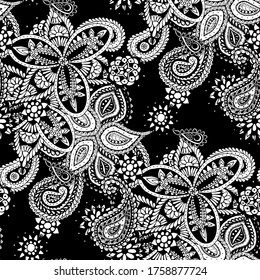 Seamless Paisley Background. Delicate Indian