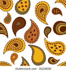 Seamless paisley background in earth tones, great for tiling