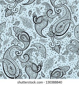 Seamless Paisley background. Elegant Hand Drawn vector pattern.