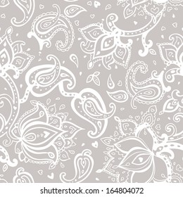 Seamless Paisley background. Elegant Hand Drawn vector pattern.