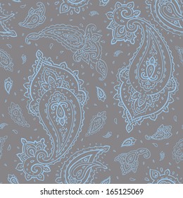 Seamless Paisley background. Elegant Hand Drawn vector pattern.