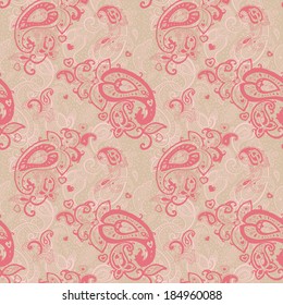 Seamless Paisley background. Elegant Hand Drawn vector pattern.