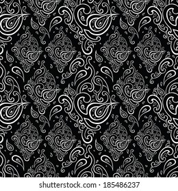 Seamless Paisley background. Elegant Hand Drawn vector pattern.