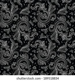 Seamless Paisley background. Elegant Hand Drawn vector pattern.