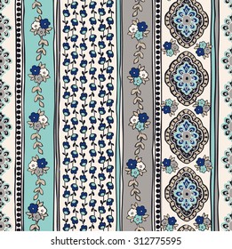 Seamless Paisley background. Elegant Hand Drawn vector pattern