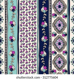 Seamless Paisley background. Elegant Hand Drawn vector pattern