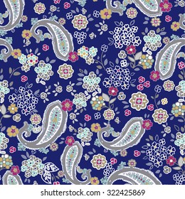 Seamless Paisley background. Elegant Hand Drawn vector pattern.