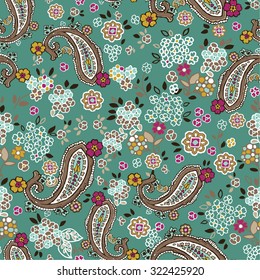 Seamless Paisley background. Elegant Hand Drawn vector pattern.