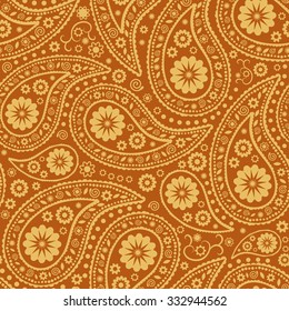 Seamless Paisley background. Elegant Hand Drawn vector pattern.