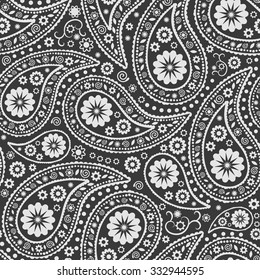 Seamless Paisley background. Elegant Hand Drawn vector pattern.